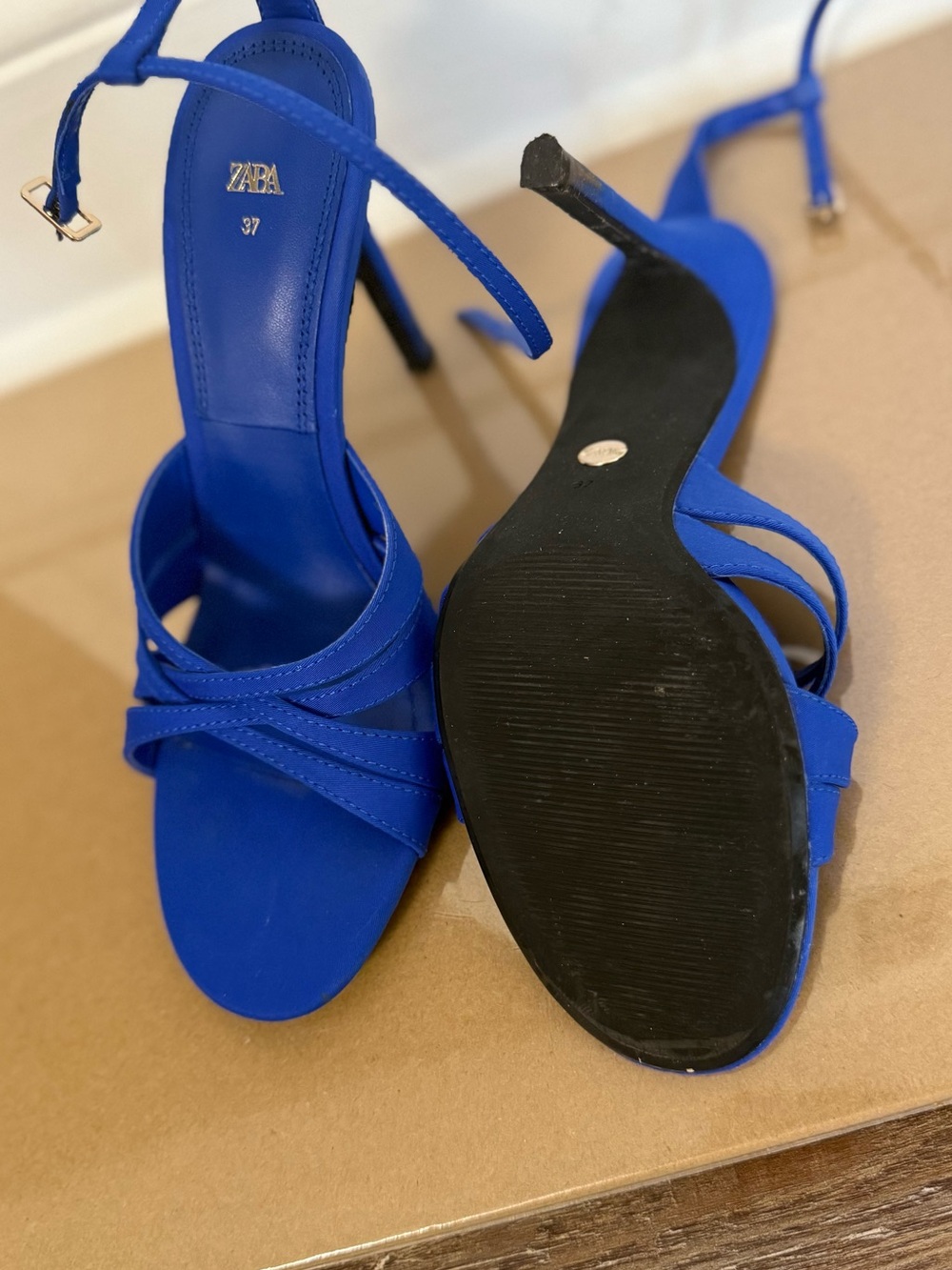Zara Cobalt Blue Strappy Stiletto Sandals